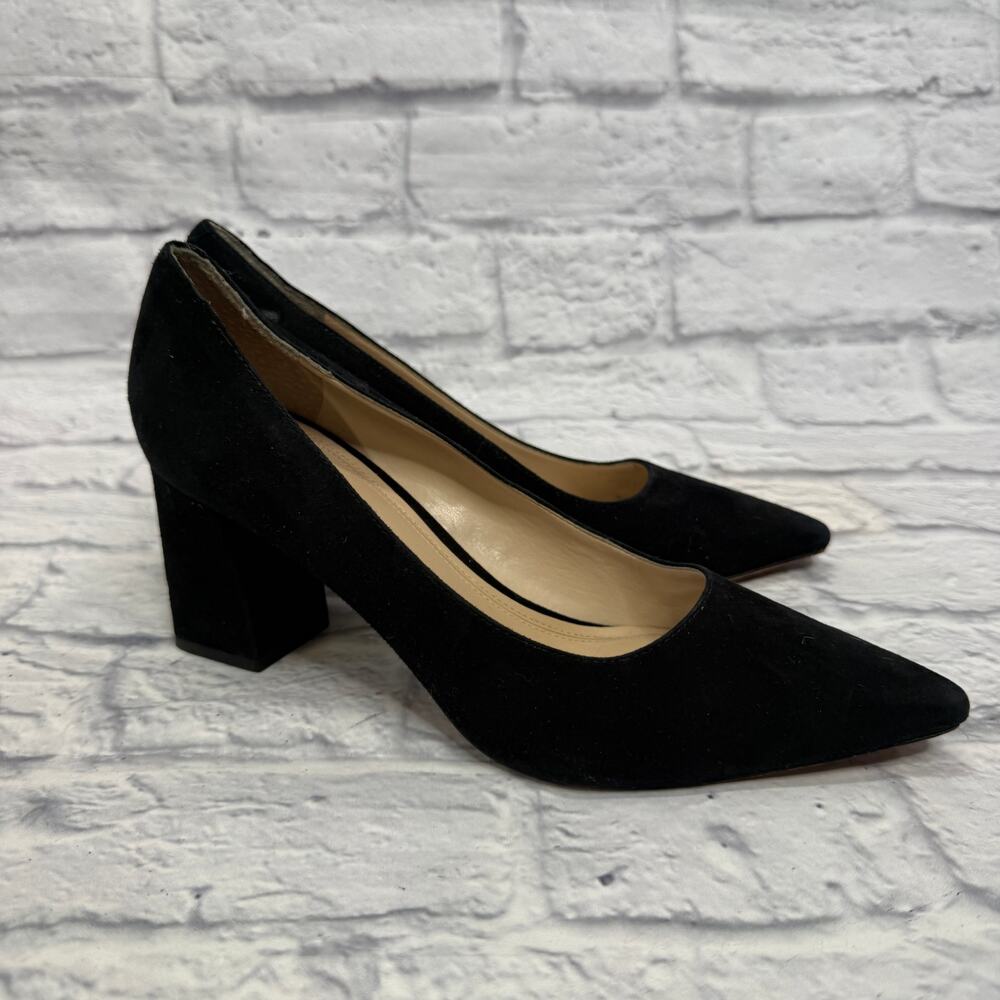 Marc Fisher LTD Zala black suede pumps Size 8.5 Pointy Toe Block Heel